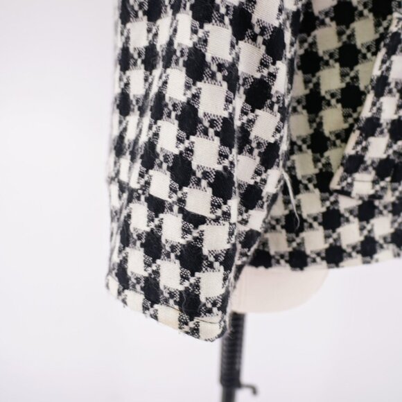 DAMAGED Rafaella Large Black White Tweed Plaid Sport Coat Wool Acrylic Polyester - Picture 7 of 12